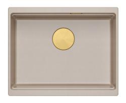Quadri Newport II granitový podstavec v béžovej farbe 560x450mm so zlatou zátkou a krytkou odtoku 1208971765