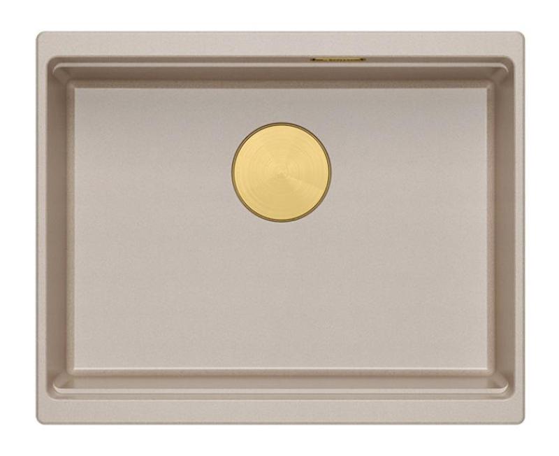 Quadri Newport II granite undermount beige sink 560x450mm with golden plug and drain cap 1208971765