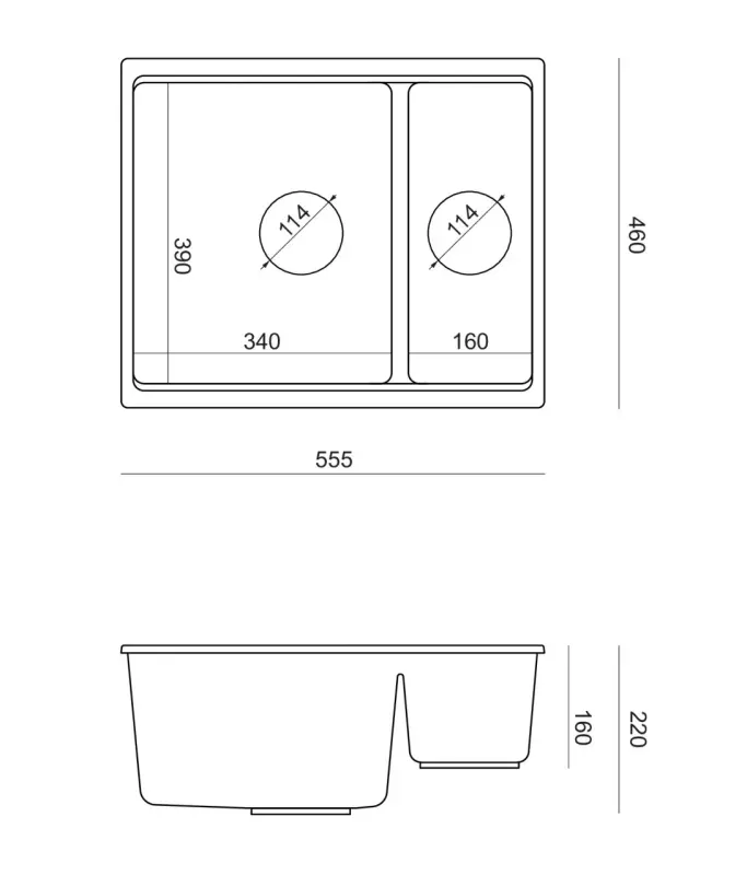 Quadri Newport II beige 1.5 sink granite top mount and undermount sink 555x460mm with gold plug 1208971768
