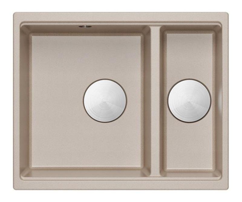 Quadri Newport II beige 1.5 sink granite top mount and undermount sink 555x460mm with stainless steel plug 1208971769