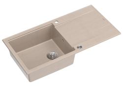 Quadri Luton beige granitový nadstavbový drez s odčerpadlom, otočný 100x50cm so nerezovou zástrčkou 1208971772