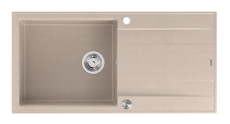Quadri Luton pearl beige granitový nadstavbový drez s odkvapkávaním, otočný 100x50cm s nerezovou zátkou 1208971772