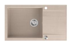 Quadri Luton beige granitový veľký nadstavbový drez s odkvapkávacou plochou reverzibilný 86x50cm s nerezovou zátkou 1208971775