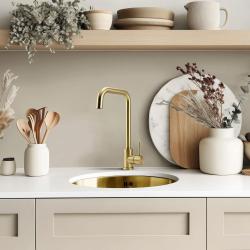 Pure.Sink Rondo Zlatý Kruhový Drez plochá inštalácia, podstavcová a nadstavbová 38 cm PRN38-60