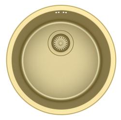 Pure.Sink Rondo Zlatý Kruhový Drez plochá inštalácia, podstavcová a nadstavbová 38 cm PRN38-60