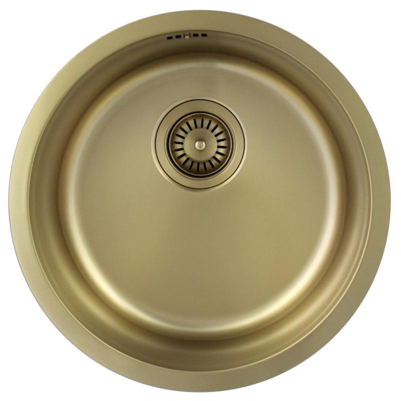 Pure.Sink Rondo Zlatý Kruhový Drez plochá inštalácia, podstavcová a nadstavbová 38 cm PRN38-60