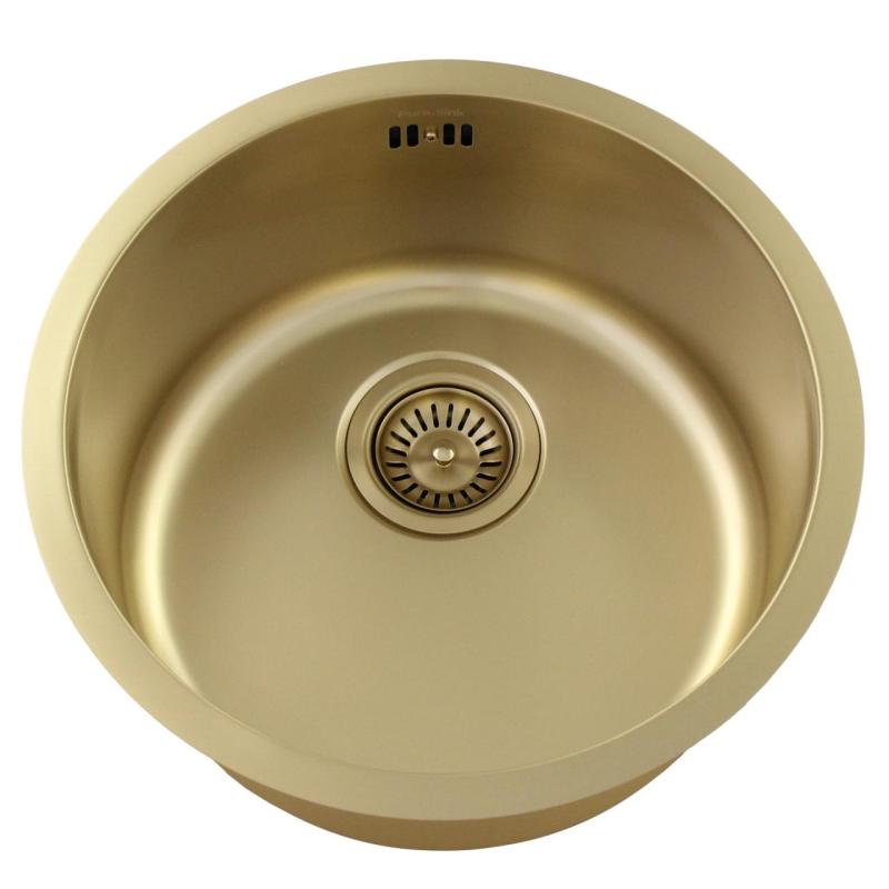 Pure.Sink Rondo Zlatý Kruhový Drez plochá inštalácia, podstavcová a nadstavbová 38 cm PRN38-60