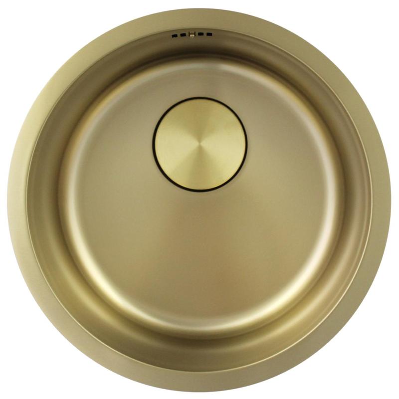 Pure.Sink Rondo Zlatý Kruhový Drez plochá inštalácia, podstavcová a nadstavbová 38 cm PRN38-60