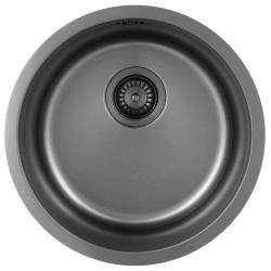 Pure.Sink Rondo Gun metal Kruhový drez na rovnú montáž, spodnú montáž a hornú montáž 38 cm PRN38-61