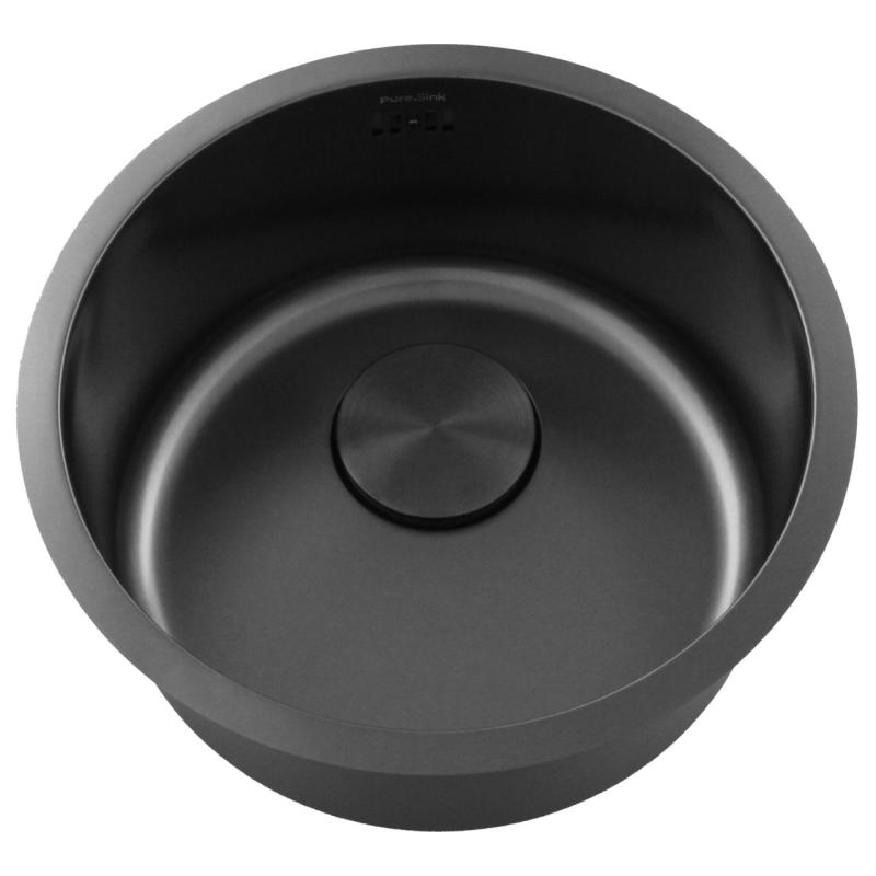 Pure.Sink Rondo Gun metal Kruhový drez na rovnú montáž, spodnú montáž a hornú montáž 38 cm PRN38-61
