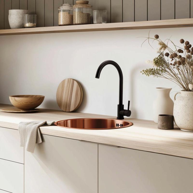 Pure.Sink Rondo Medené Kruhové Umyvadlo pre rovnú montáž, spodnú montáž a nadstavbu 38 cm PRN38-62