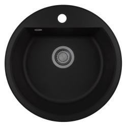 GraniteMy Bremen okrúhly granitový drez 43 cm čierny, nástavbový a spodný, s bankou pre vodovodný kohútik a automatickou zátkou z liatiny gun metal 1208971844