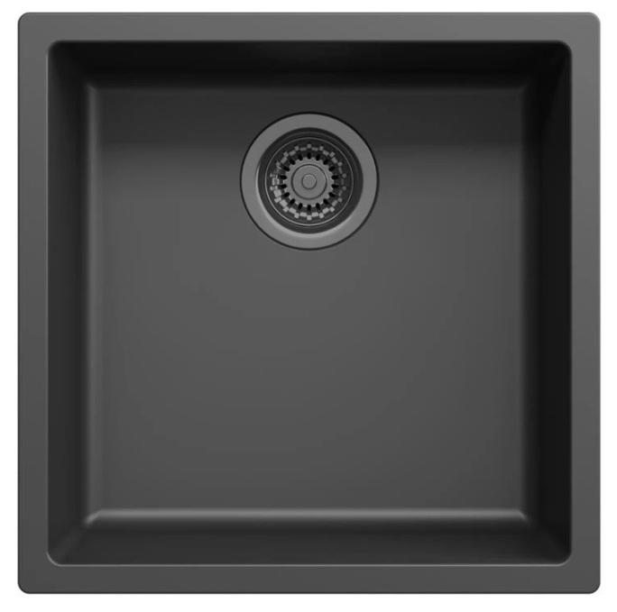 Ausmann Fiber čierny umývadlo 40x40cm podstavcové, nadstavcové a rovné vstavané s automatickou zátkou v odtieňi gun metal 1208971854