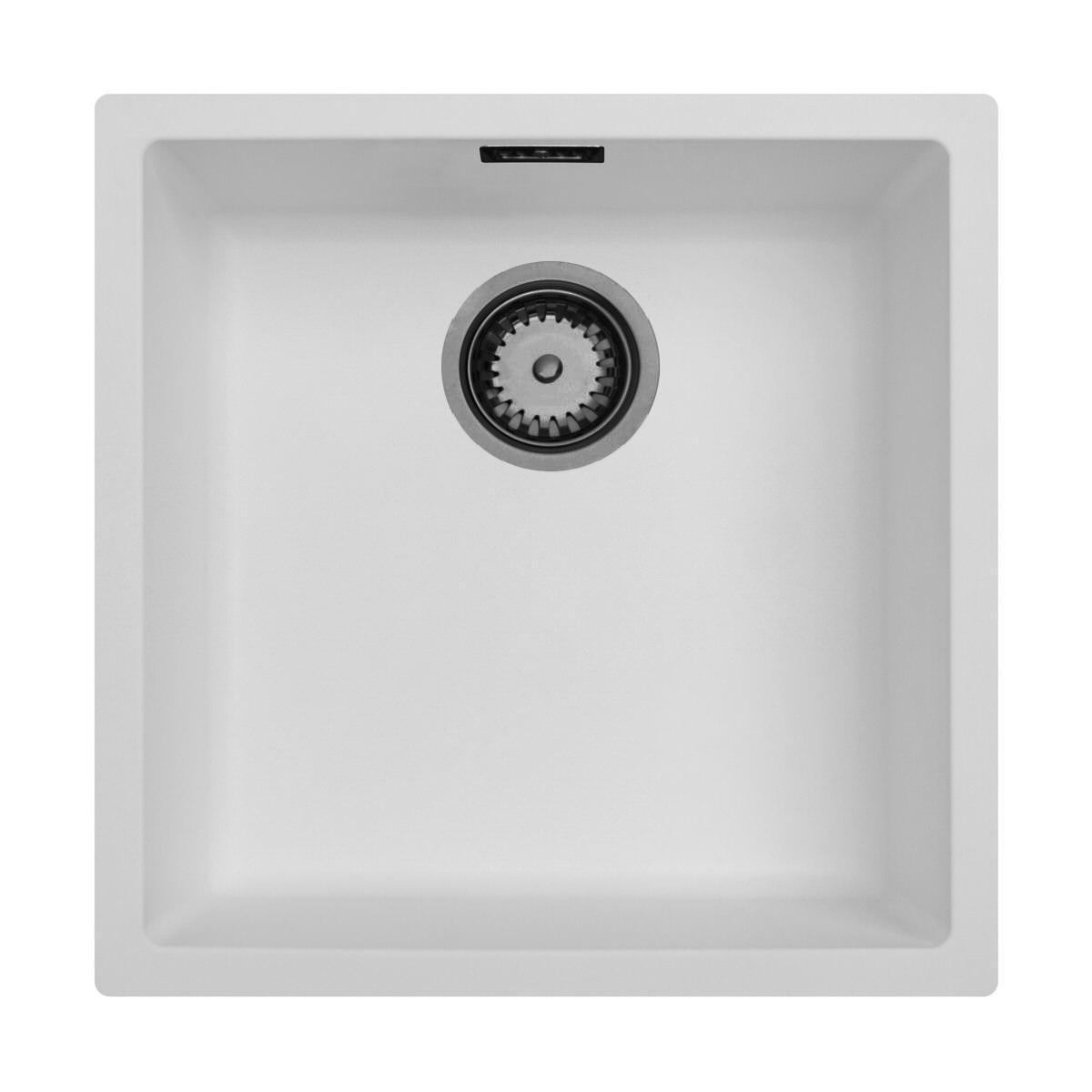 Ausmann Fibre biely umývadlo 40x40cm na podstavec, na povrchu a rovnomerné vstavané s automatickou zástrčkou z kovu gun metal 1208971895