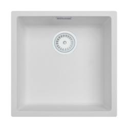 Ausmann Fibre biely umývadlo 40x40cm na podstavci, na stene a v úrovni povrchu s automatickým bielym zátkou 1208971896
