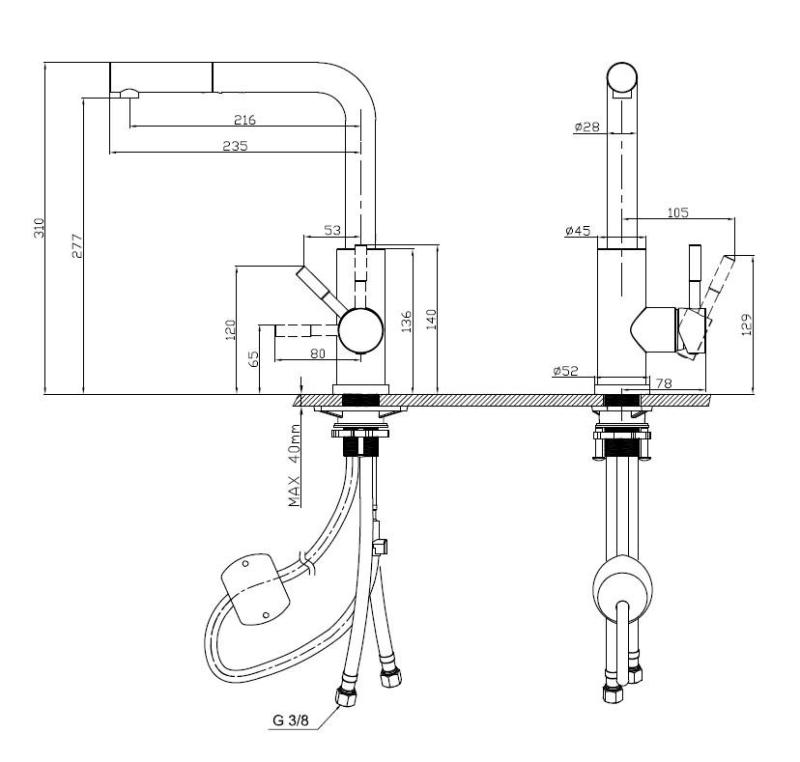 Pure.Sink Elite Steel Spark-S kuchynská batéria PVD medená so vysúvateľným výlevkom PS8041-62