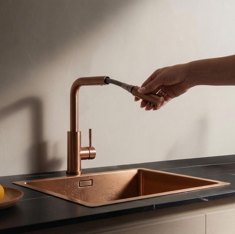 Pure.Sink Elite Steel Spark-S kuchynská batéria PVD medená so vysúvateľným výlevkom PS8041-62