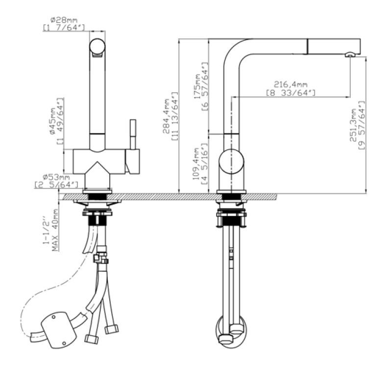 Pure.Sink Elite Steel Pulse-S kuchynská batéria z nerezovej ocele s výsuvným výlevom a striekacím režimom PS8500-02