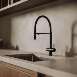 Pure.Sink Elite Steel Flex 3-cestný matne čierny kuchynský kohútik s flexibilným výtokom a filtrovanou vodou PS8110-10