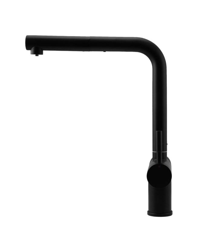 Pure.Sink Elite Steel Clear-S Mat čierna 3-cestná kuchynská batéria s výsuvným výlevom a filtrovanou vodou PS8120-10