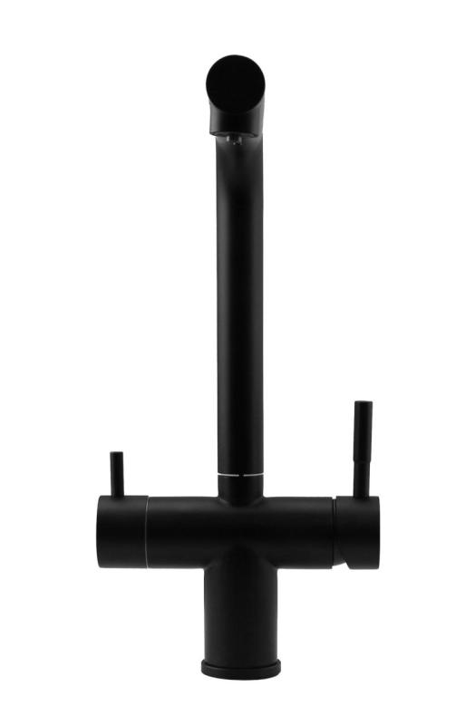 Pure.Sink Elite Steel Clear-S Mat čierna 3-cestná kuchynská batéria s výsuvným výlevom a filtrovanou vodou PS8120-10