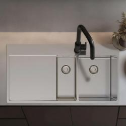 Pure.Sink Exclusivo Nerezový drez 1,5 s odkvapkávacou časťou 100 x 52 cm, kohútik na pravej strane PEX3418100RT-02