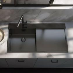 Pure.Sink Exclusivo Gun metal drez s odkvapkávacou časťou 100x52 cm Tapwing vľavo PEX47100LT-61