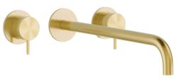 Waterevolution Flow 3-otvorová vstavaná batéria k umývadlu PVD biela zlatá s výtokom 21 cm T1163FWGE-21