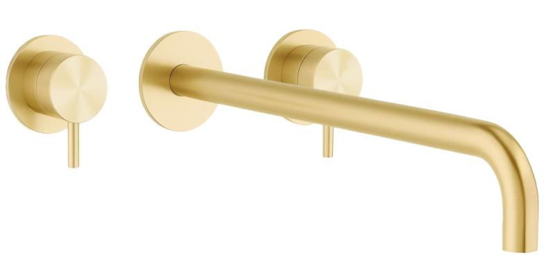 Waterevolution Flow 3-hole Built-in Washbasin Faucet PVD White Gold with spout 25 cm T1163FWGE-25