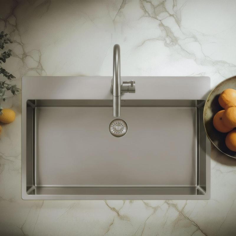 Pure.Sink Exclusivo Veľký nerezový drez 75 x 40 cm Tapwing s otvorom na batériu PEX7540T-02