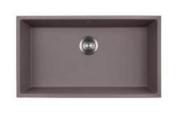 GraniteMy Universal Veľký granitový drez v odtieni taupe, rozmery 74 x 40 cm, na dosku, pod dosku a do dosky, s nerezovou zátkou 1208972249