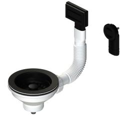 Pure.Sink Universal Sada zátok Matná čierna, odtoková sada drezu vrátane prepadu okrúhleho a obdĺžnikového WSTMAN-31