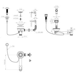 Pure.Sink Universal Matná čierna odtoková súprava vrátane tlačidla s uzáverom a obdĺžnikovým a okrúhlym prepadom WSTAUT-31