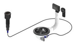 Pure.Sink Universal Gun metal Odtoková súprava vrátane tlačidlového odpadu s uzáverom, plus obdĺžnikový a okrúhly prepad WSTAUT-61