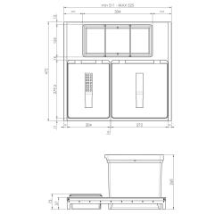 Indux Sort Odpadkový systém 2-dielny Ručné ovládanie pre výsuvné zásuvky 1208972319