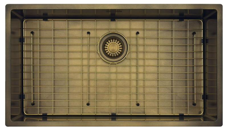 Pure.Sink Luxion Veľký PVD antický bronzový drez 74x40 cm podstavný, zapustený a nadstavný s dnom PLX7440-64