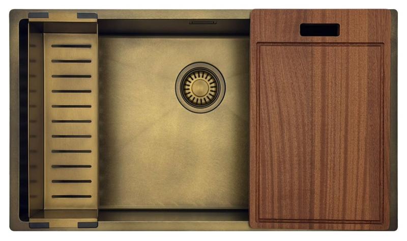 Pure.Sink Luxion Veľký PVD antický bronzový drez 74x40 cm podstavný, zapustený a nadstavný s dnom PLX7440-64