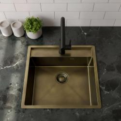 Pure.Sink Luxion PVD Antique Bronzový drez 51x50 cm Tapwing s otvorom na batériu a spodným roštom PLX5150T-64