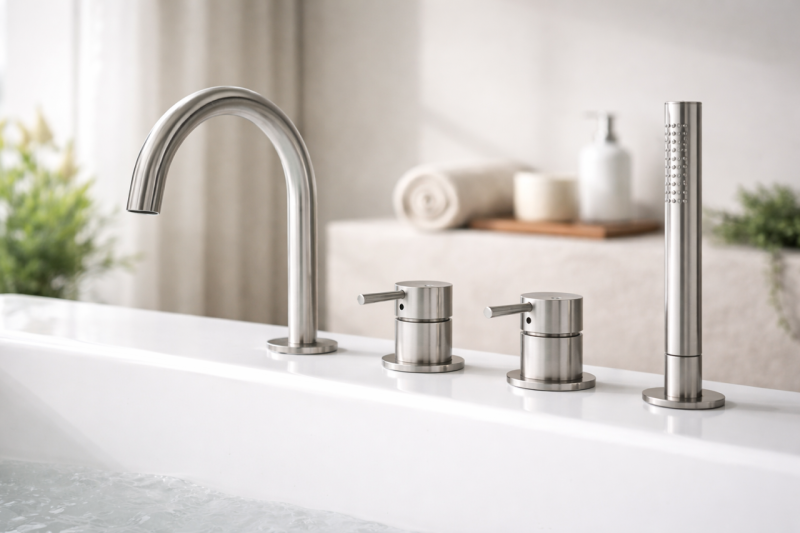 MURO TUA Vstavaná batéria s okrúhlym výtokom a výsuvnou ručnou sprchou, chróm 1208972441