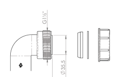 Pure.Sink Súprava kolena sifónu UK s maticou a tesneniami 40 mm WSTSUK-32