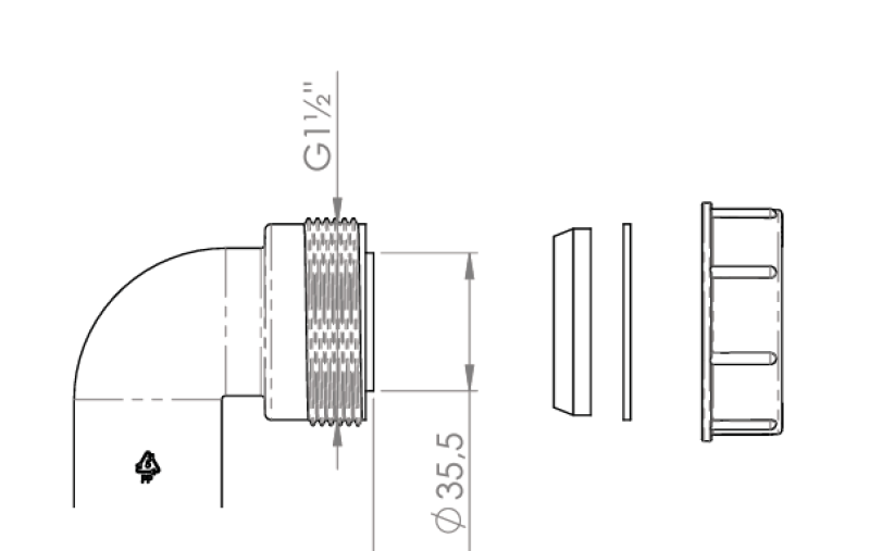 Pure.Sink Súprava kolena sifónu UK s maticou a tesneniami 40 mm WSTSUK-32