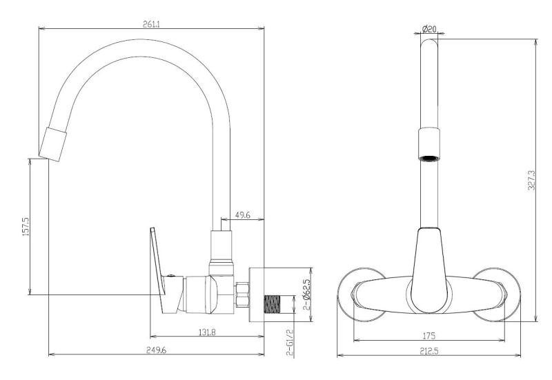Aquanello Casa Nástenná kuchynská batéria, čierna, s vysokým ohybným výtokom BL-1301-CS