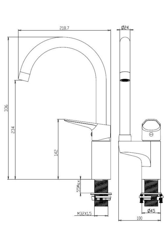 Aquanello Casa Kuchynská batéria Chróm s hornou rukoväťou CR-1202-CS