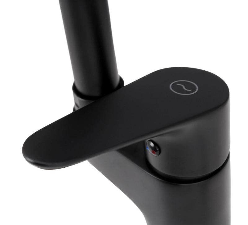 Aquanello Casa Kuchynský batériový kohútik Čierny s hornou rukoväťou BL-1202-CS