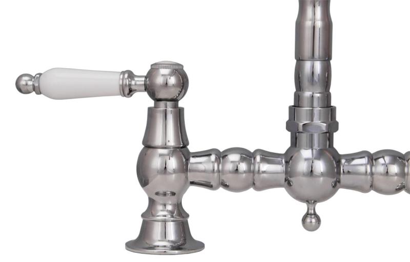 Aquanello Heritage Manor Klasická kuchyňa Nostalgický most Kuchynský kohútik Chróm s bielou rukoväťou CR-0010-HM