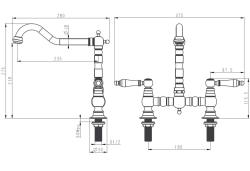 Aquanello Heritage Manor Klasická kuchynská batéria Nostalgic Bridge z nehrdzavejúcej ocele s bielou rukoväťou NB-0010-HM