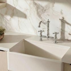 Aquanello Heritage Ascot Klasická kuchynská batéria v retro štýle s krížovými rukoväťami, chrómová, model CR-4001-HA