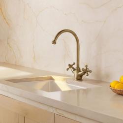 Aquanello Heritage Ascot Klasická kuchyňa – nostalgický kuchynský kohútik v bronzovej farbe s okrúhlym výtokom BN-4003-HA