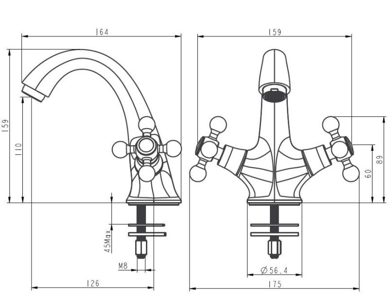 Aquanello Heritage Ascot Klasický nostalgický umývadlový batériový kohútik Bronz BN-4101-HA