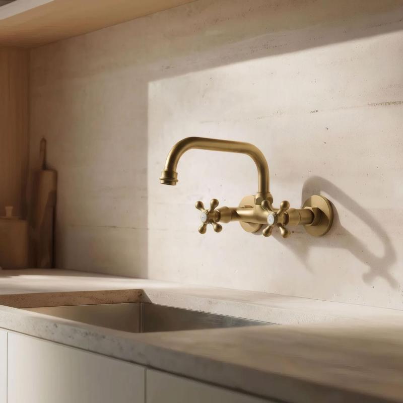 Aquanello Heritage Ascot Klasická kuchynská nástenná batéria s horným výtokom, bronzová BN-4110-HA